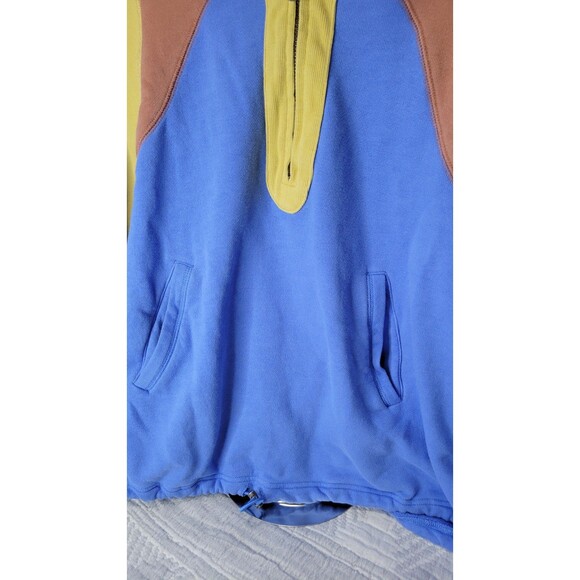 Free People Colorblock Half Zip Pullover Sweatshirt Women’s Large Blue Yellow - Picture 2 of 9